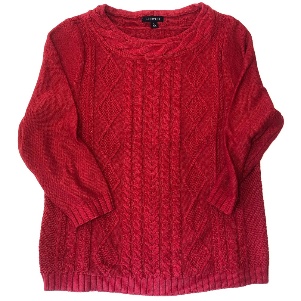 Lands’ End Boatneck Cable Knit Sweater